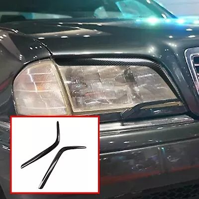 Real Carbon Fiber Headlight Eyelids Eyebrow Trim For Benz C-Class W202 1994-2000 • $54.41