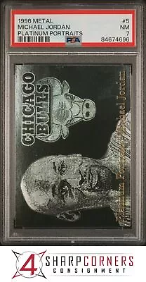 1996 Metal Platinum Portraits #5 Michael Jordan Bulls Hof Psa 7 • $15.50