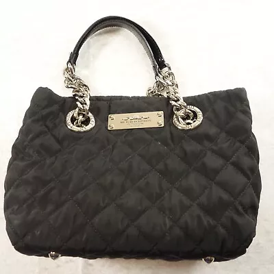 My Flat In London Handbag Black Purse Satchel Quilted Silver Shoulder Tote • $39.99