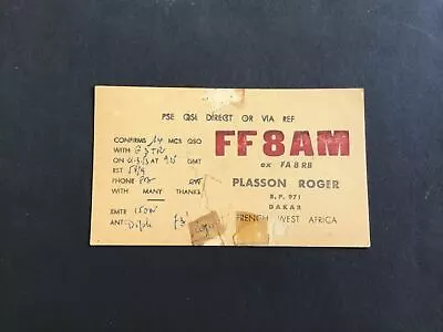 Vintage QSL Radio Communication Card French West Africa 1953 R37558 • $6.24