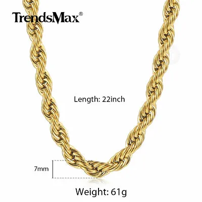 3/5/7mm 16-30  Men's Stainless Steel Twisted Rope Chain Necklace Choker Jewelry • $11.01