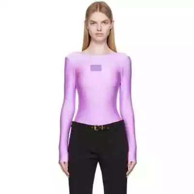 $150 NWT Lilac VERSACE JEANS COUTURE Purple Shiny Bodysuit Size XL  • $75