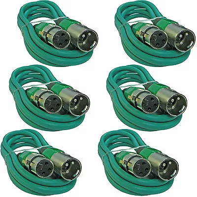 6 GREEN 3 Ft Foot XLR Pin Male To Female Shielded Mic Microphone Extension Cable • $17.49