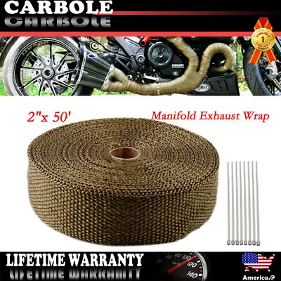 Universal 2  X 50' Header Manifold Exhaust Pipe Wraps High Temperature Heat Roll • $22.59