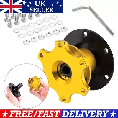 Universal Car Steering Wheel Quick Release Hub Adapter Snap Off Boss Kit Golden • £15.89