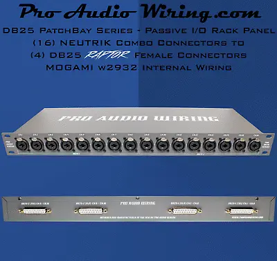 PAW DB25 Patchbay Series I/O Panel (16) NEUTRIK Combo To (4) DB25 Female • $300