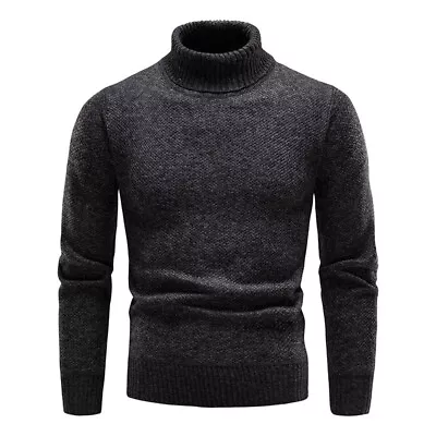 Mens Slim Bottom Turtleneck Sweater Fall Winter Fleece Thickened Jumper Knitwear • $32.83