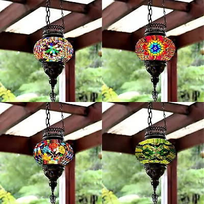 £25.95 • Buy Moroccan Turkish Glass Mosaic Non-Electric Tea Light Holder Hanging Lamp