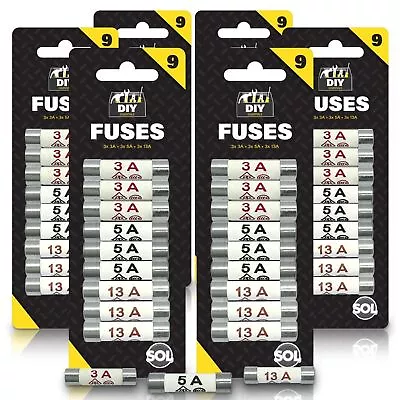 54x Cartridge Fuses Mixed 13 Amp 3 Amp 5 Amp Mains Plug Household Ceramic BS1362 • £5.99