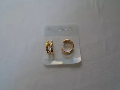 Gold Coloured Pair Of Ear Cuff Non Pierce Clip On Earrings Unisex Men Women New • £2.85