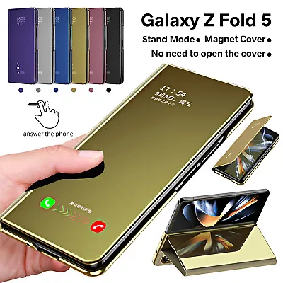 For Samsung Galaxy Z Fold5/4/3/2 Cover Magnetic S-View Mirror Plating Stand Case • $14.26