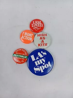 VINTAGE Pin Back Ad Buttons Mixed Lot Of 5 1980s • $14.99