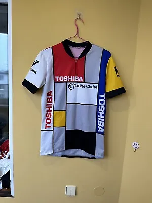 Vintage 1987 Toshiba La Vie Claire Cycling Shirt Jersey Size 4 • $45