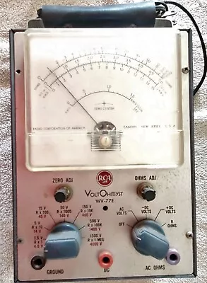 RCA VoltOhmyst Test Meter Model WV-77E DC AC Volt Ohm Multimeter Powers On 5x8  • $30
