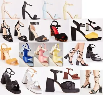 £14.99 • Buy Womens Strappy Ankle Strap Sandals Ladies Block Mid Low Heel Party Shoes