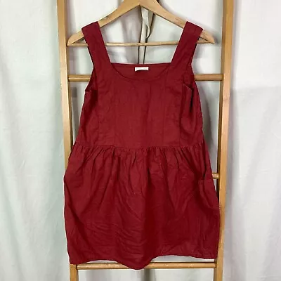 Zulu & Zephyr Dress Womens 6 Red Rayon & Linen Blend Sleeveless Mini A-Line • $2.95