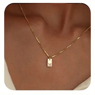 Women Initial Name Necklaces Gold Plated Letter Necklace Tiny Pendant Necklace💕 • £3.59