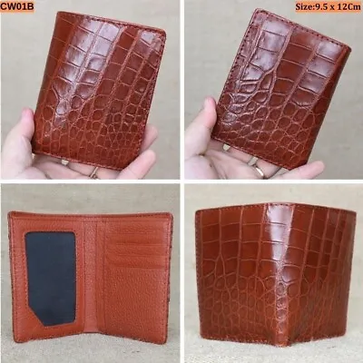 Brown Bifold Wallet For Men Real Alligator Crocodile Leather Money Clip Luxury • $64.99