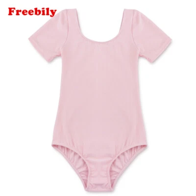 £10.17 • Buy Freebily Girls Basic Ballet Leotard Short Sleeve Dance Bodysuit Romper Dancewear
