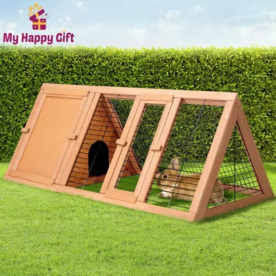 I.Pet Rabbit Hutch Chicken Coop Run Wooden Cage House Outdoor Large Outdoor • $74.32
