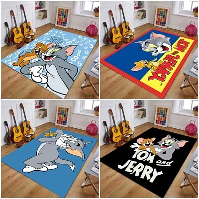 3D Tom And Jerry Cartoon Floor Rug Carpet Bedroom Doormat Living Room Chair Mat • £4.79