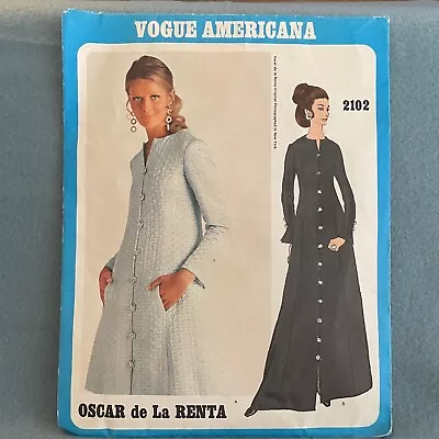 Vogue 2102 Americana Oscar De La Renta Evening Dress Sewing Pattern Size 10 • $24.40