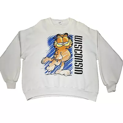 Vintage 1994 Velva Sheen Garfield Wisconsin Sweatshirt XXL USA Made Has Stains • $29.99