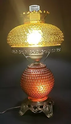 EF EF Industries 1970 #338 Amber Hobnail Glass 2 Way Globe Hurricane Lamp • $299.99