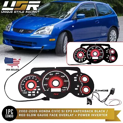 Type R RED Glow Gauge Kit For 02-05 Honda Civic Si EP3 Instrument Cluster JDM • $39.95