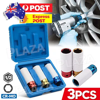 3pc 17-21mm 1/2  Drive Wheel Protector Deep Impact Socket Set Lug Nut Socket Set • $15.85