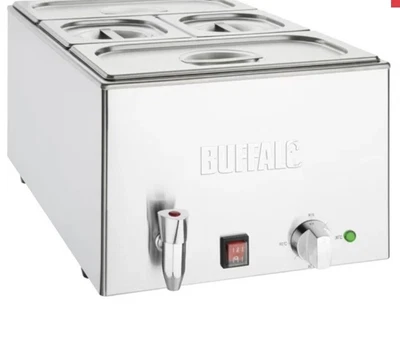 £94 • Buy Buffalo Wet Heat Bain Marie With Drain Tap & Pans, 1.2kW - 2x GN 1/3 & 2x GN 1/6