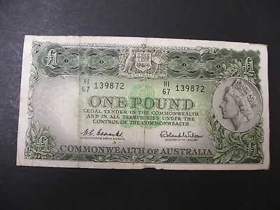 1961 Coombs - Wilson £1 Pound  RBA One Pound  HI67 139872 • $28.50