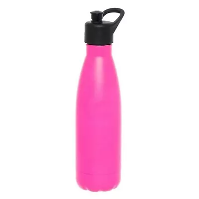 WHSmith Neon Pink Stainless Steel Metal Water Bottle BPA Free 500ml • £14.99