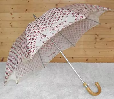 Vintage Cream & Red Floral The Capital Hotel Umbrella - By Swaine Adeney Brigg • £175