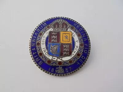 Queen Victoria 1887 Golden Jubilee Original Silver Souvenir Enamelled Coin Badge • £9.99