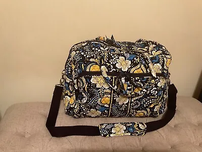 Vera Bradley Ellie Blue Paisley Retired Large Travel Crossbody Tote Bag • $39.99