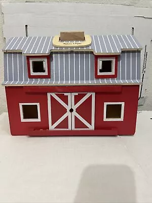 Melissa & Doug Fold And Go Wooden Barn With 3 Animal Play Figures • $23.99