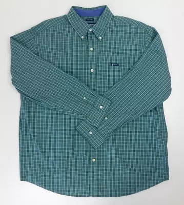 Chap Easy Care Mens Long Sleeve Button Shirt Size XL Green Plaid • $13.05