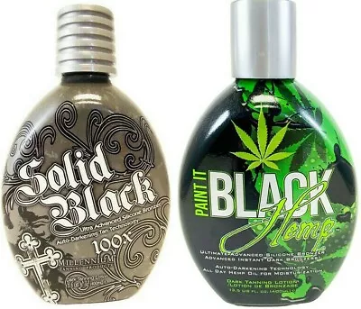 Millennium Tanning SOLID BLACK + PAINT IT BLACK HEMP Indoor Outdoor Tan Lotions • $54.95