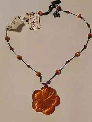Dabby Reid Nordstrom Peach Orange Flower  Crystal Necklace 16 -18.5  Beaded $78 • $24.99