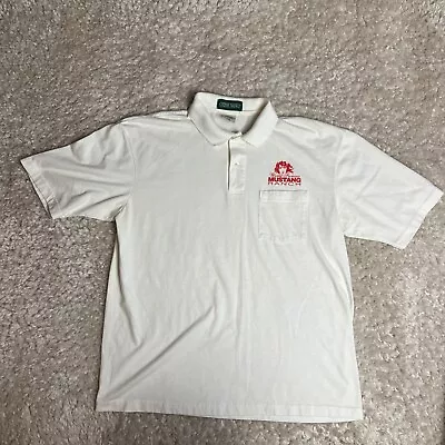 Vintage Mustang Ranch Brothel Shirt Mens L White Polo Embroidered Short Sleeve • $22.49