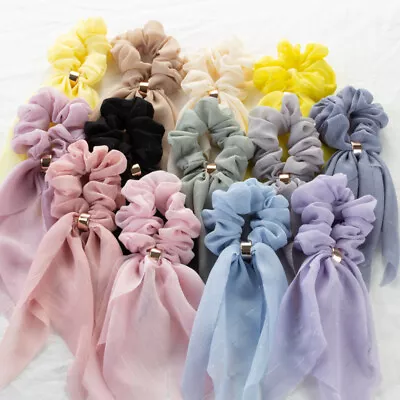 £3.49 • Buy Scrunchie Scarf Hair Bow Ponytail Elastic Boho Hairband Rope Ribbon Ties