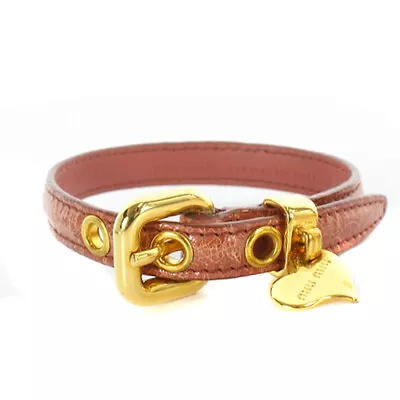 Miumiu Croco Embossed Enamel Bracelet Logo Pink Gold Color /Sr22 Oh Ladies • $142.48