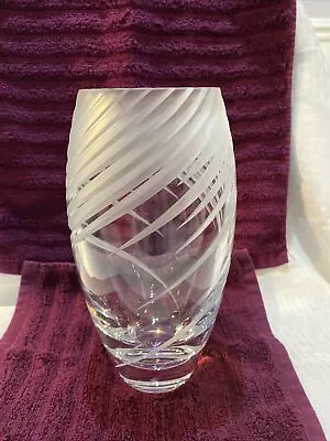Mikasa Tempest Swirl Lead Crystal 10” Vase Etched  Cut Frosted • $30