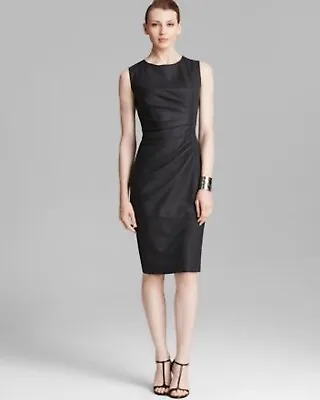 $1190 MAX MARA Black Sleeveless Ruched Sheath Dress ICONIC CHIC LBD Seasonless 8 • $49.99