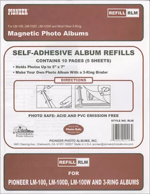 Pioneer RLM  Magnetic Photo Album Refill Pages 8.25 X10.5  5/Pkg- • $8.72