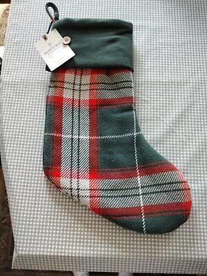 Christmas Stocking Hearth & Hand With Magnolia Plaid Holiday Button Lined NWT • $15.95