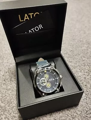 Mens Lator Calibre L9180 Designer Watch Blue Leather Strap New. Rrp £199 • £45