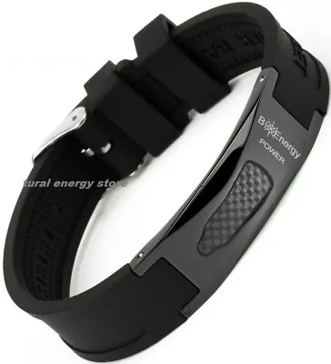 TITANIUM Magnetic Energy Armband Power Bracelet Health Bio 7in1 Bio Black 25688 • £19.95