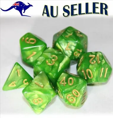 $8.97 • Buy Dice 7 Piece Set D & D Lt Green Pearl Polyhedral Pathfinder Dungeons & Dragons